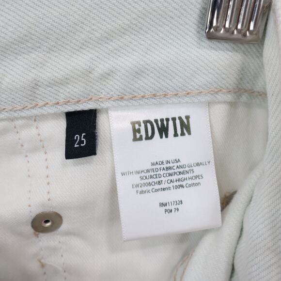 NWT Edwin Cai Classic High-Rise Straight Leg Denim Jean High Hopes Blue Size 25 - Picture 9 of 11